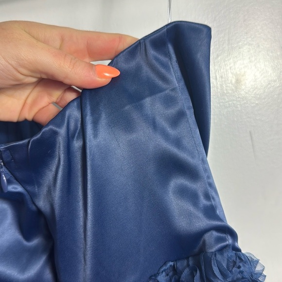 NWT Lulus Enchanting Event Navy Blue Strapless 3D Applique Maxi Dress Size XS - Picture 8 of 13